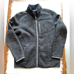 Izod Fleece Jacket Sherpa lined Asphalt Gray Color Mens Medium
